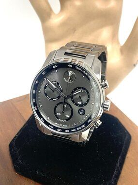 Movado Men's Watch 3600867 Bold Gray Dial Swiss Quartz Chronograph Gunmetal 44mm